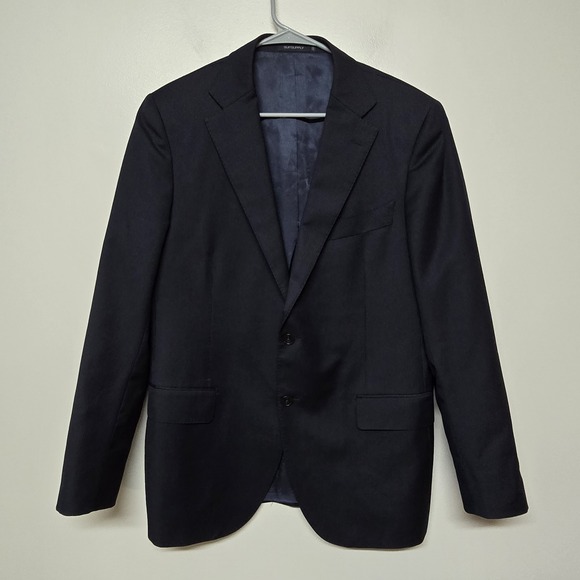 Suitsupply Vitale Barberis Wool Navy Pinstripe Dual Vent‎ Blazer Jacket 42R